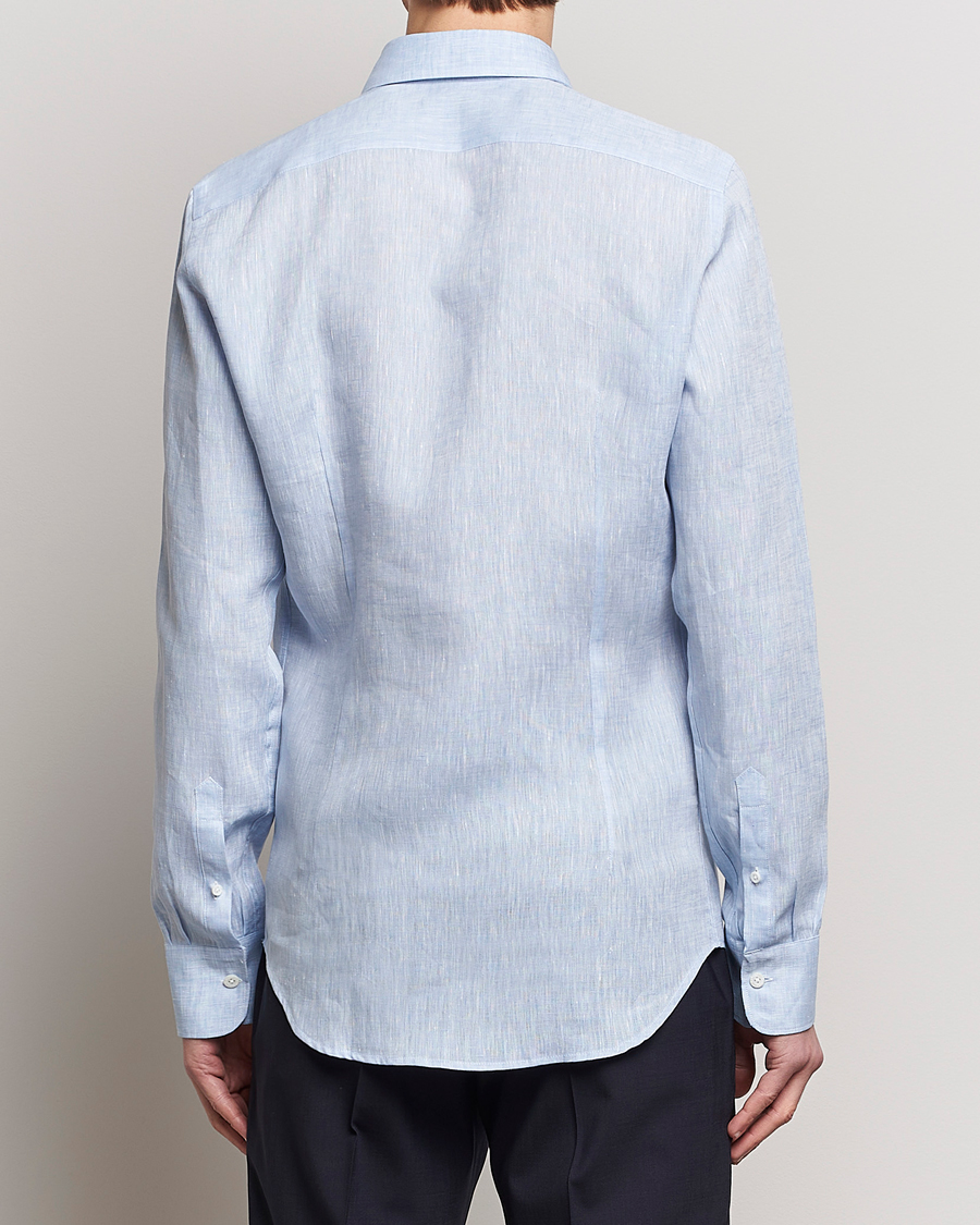 Herren | Hemden | Canali | Slim Fit Linen Sport Shirt Light Blue