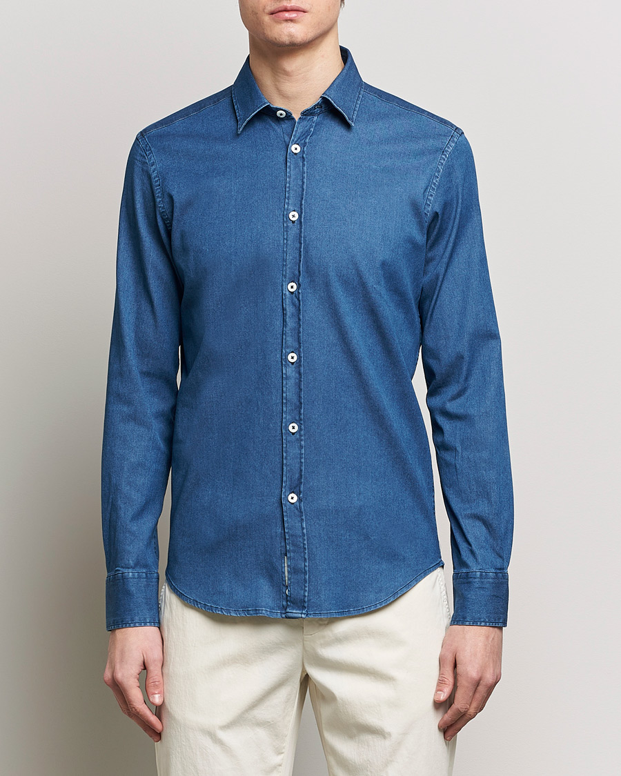 Herren | Hemden | Canali | Slim Fit Denim Shirt Medium Washed
