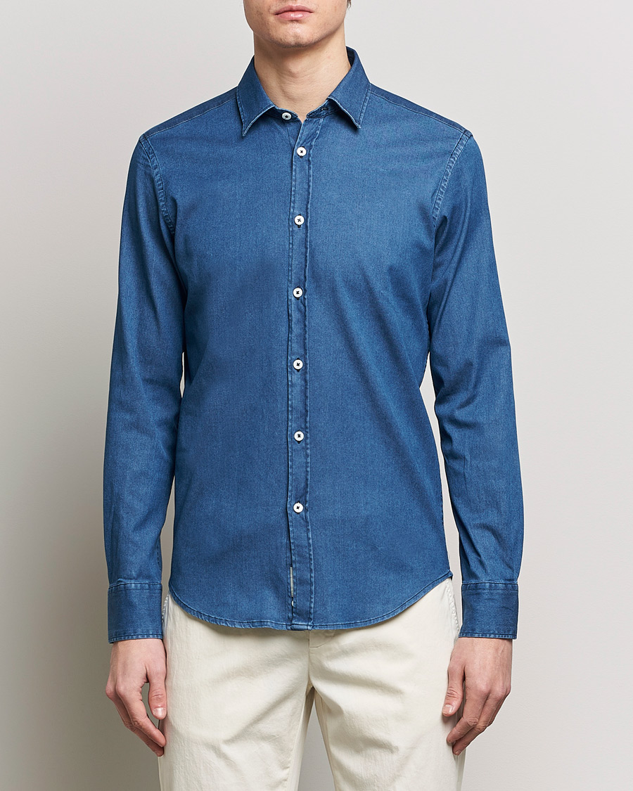 Herren | Canali | Canali | Slim Fit Denim Shirt Medium Washed