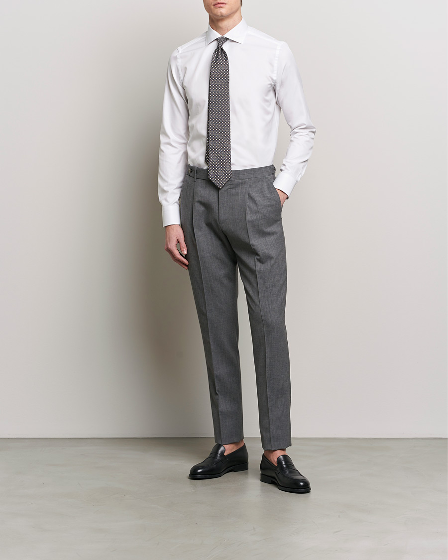 Herren | Quiet Luxury | Canali | Slim Fit Cotton Shirt White