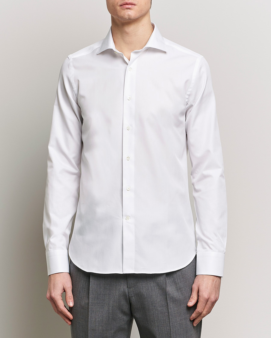 Herren | Quiet Luxury | Canali | Slim Fit Cotton Shirt White