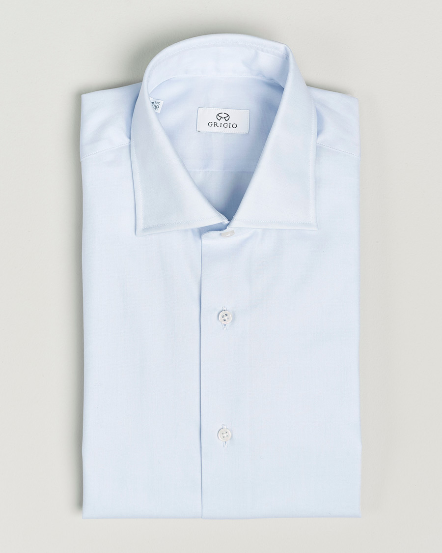 Herren | Hemden | Grigio | Cotton Twill Dress Shirt Light Blue