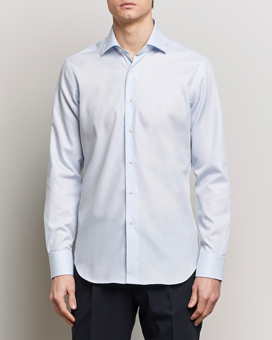 Herren | Businesshemden | Grigio | Cotton Twill Dress Shirt Light Blue
