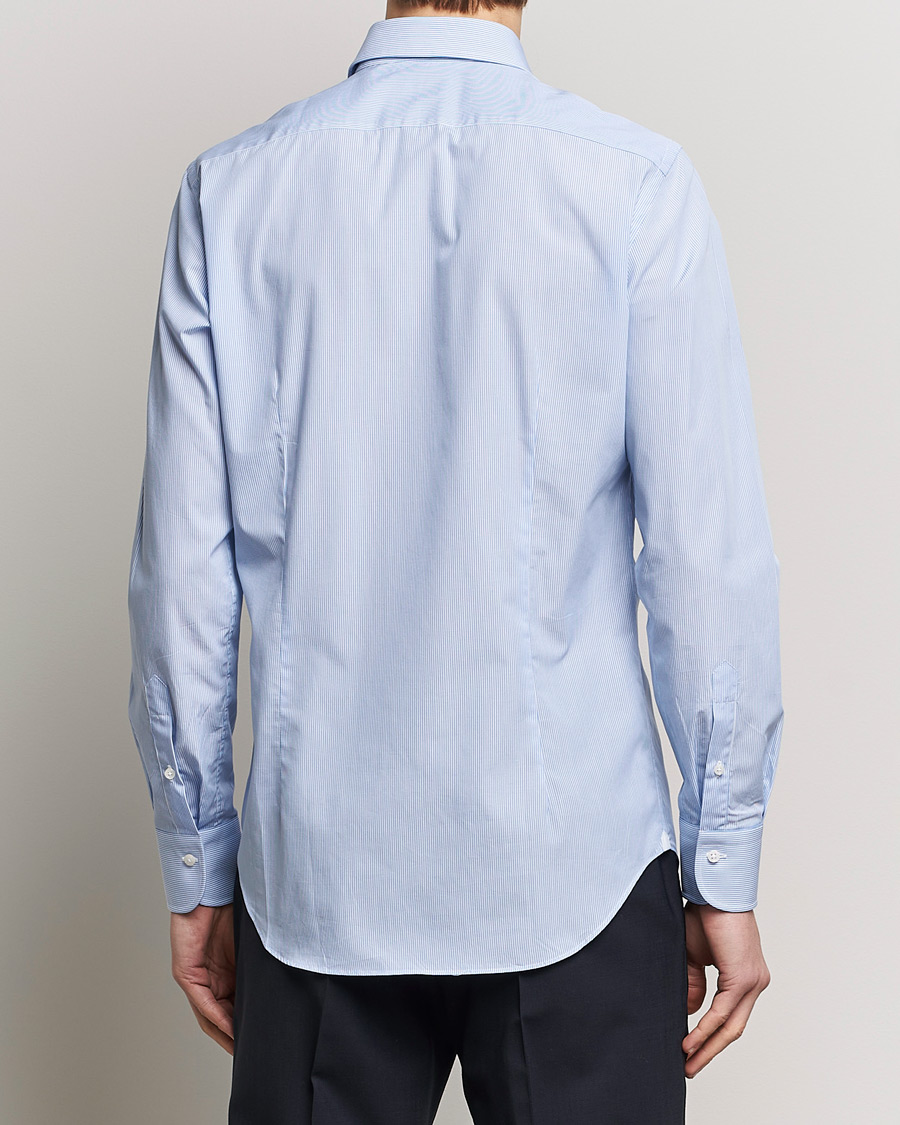 Herren | Hemden | Grigio | Cotton Poplin Dress Shirt Light Blue Stripe