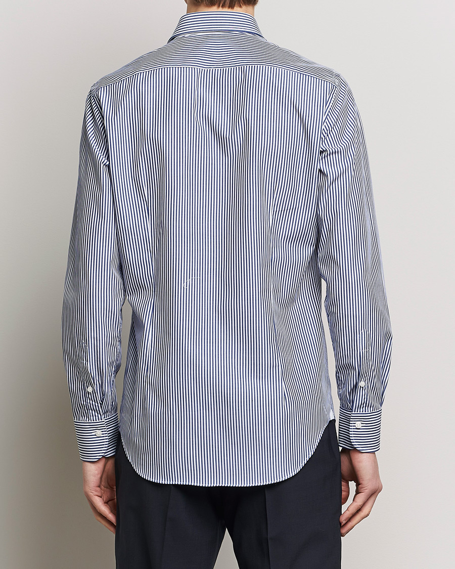 Herren | Hemden | Grigio | Cotton Poplin Dress Shirt Blue Stripe