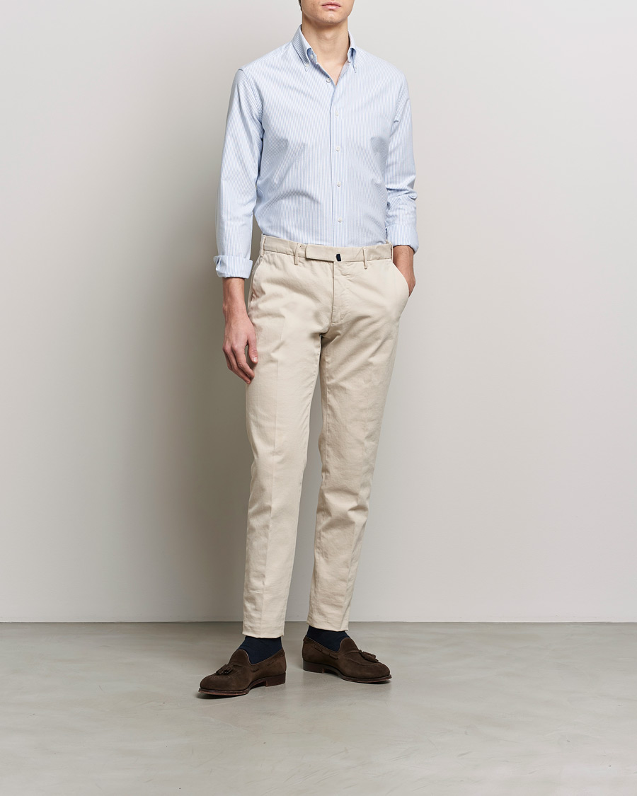 Herren | Hemden | Grigio | Oxford Button Down Shirt Light Blue Stripe
