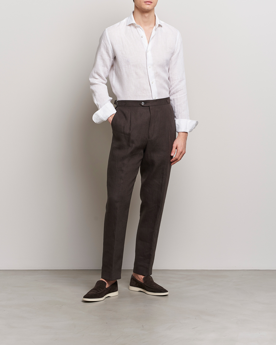 Herren | Hemden | Grigio | Linen Casual Shirt White