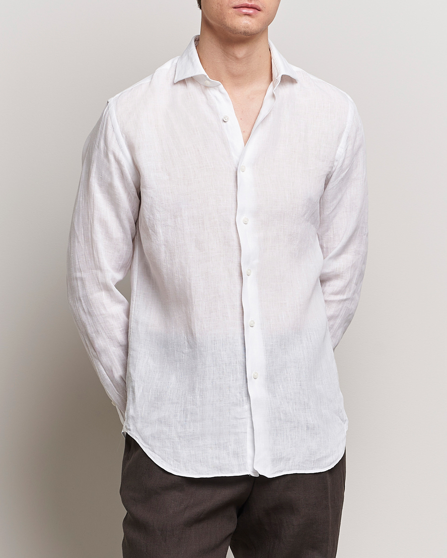 Herr | Linneskjortor | Grigio | Linen Casual Shirt White