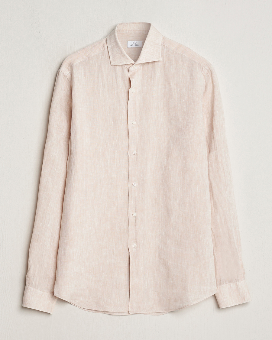 Herren | Hemden | Grigio | Linen Casual Shirt Beige