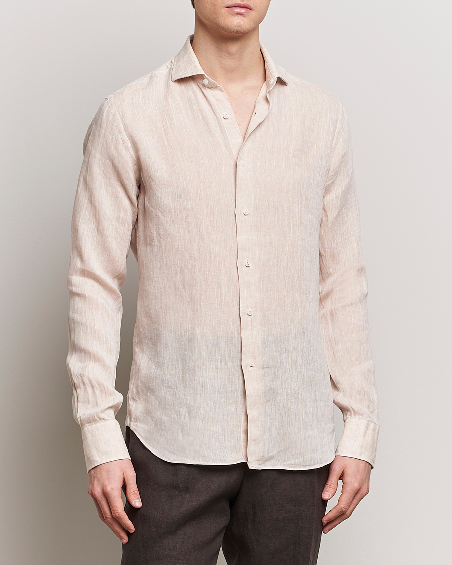 Herren | Hemden | Grigio | Linen Casual Shirt Beige