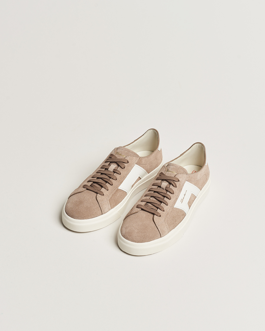 Herren | Santoni Double Buckle Sneakers Grey Suede | Santoni | Double Buckle Sneakers Grey Suede