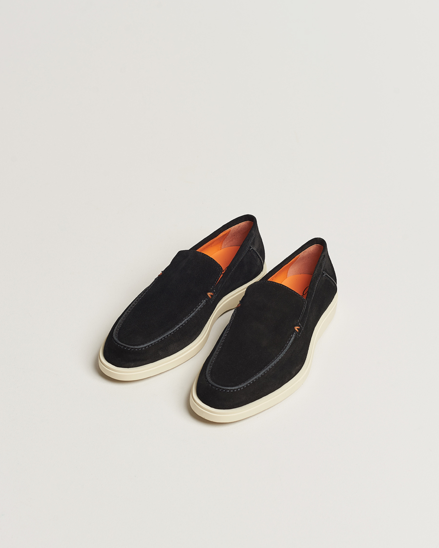 Herren |  | Santoni | Summer Loafers Black Suede