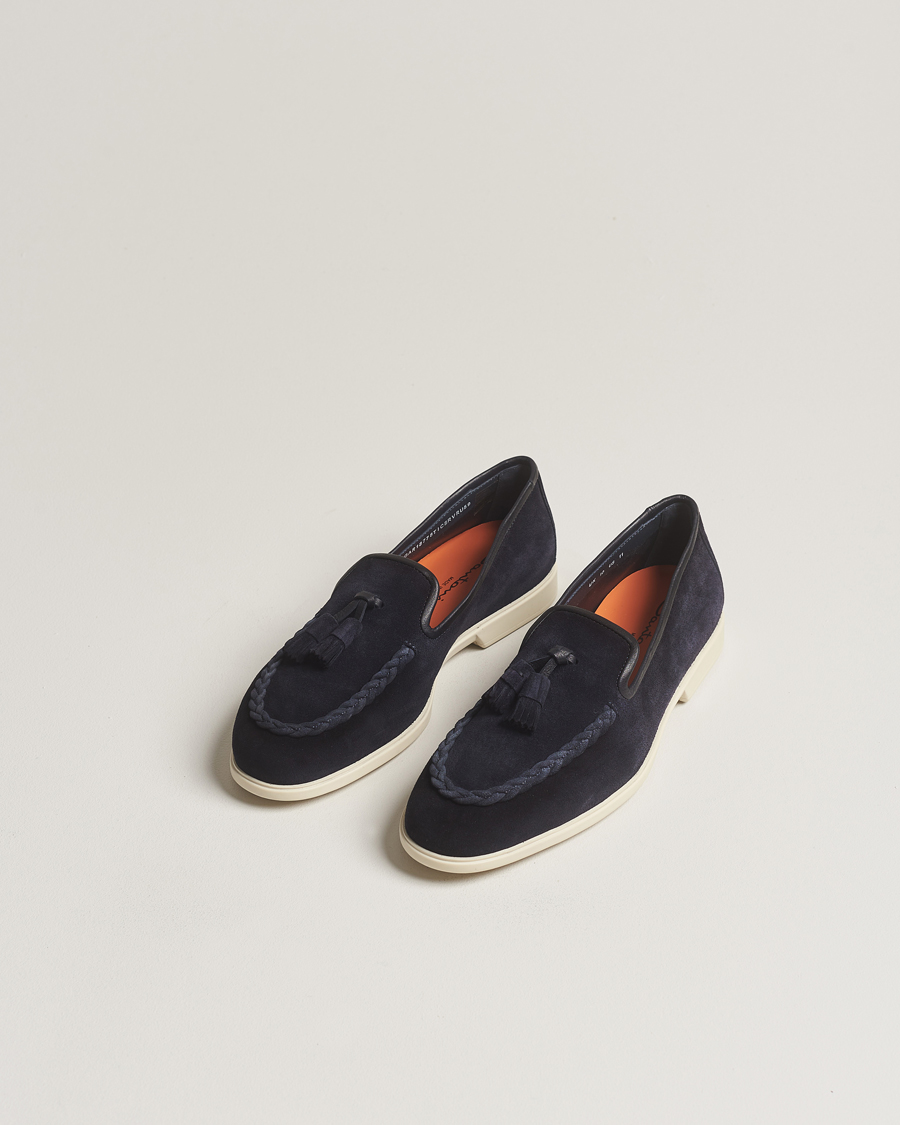 Herren | Schuhe | Santoni | Summer Tassel Loafers Navy Suede