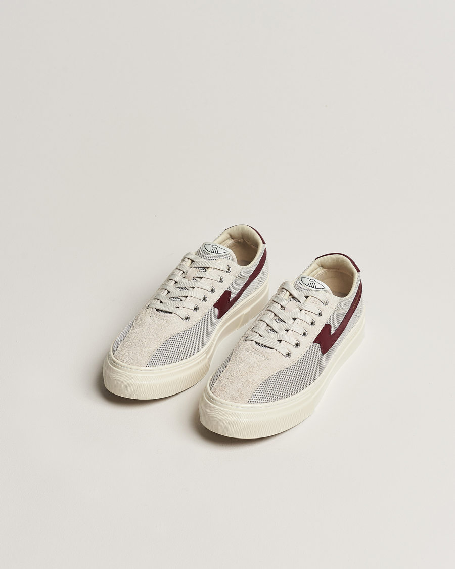 Herren | Stepney Workers Club | Stepney Workers Club | Dellow S-Strike Tennis Mesh Sneaker Ecru/Red