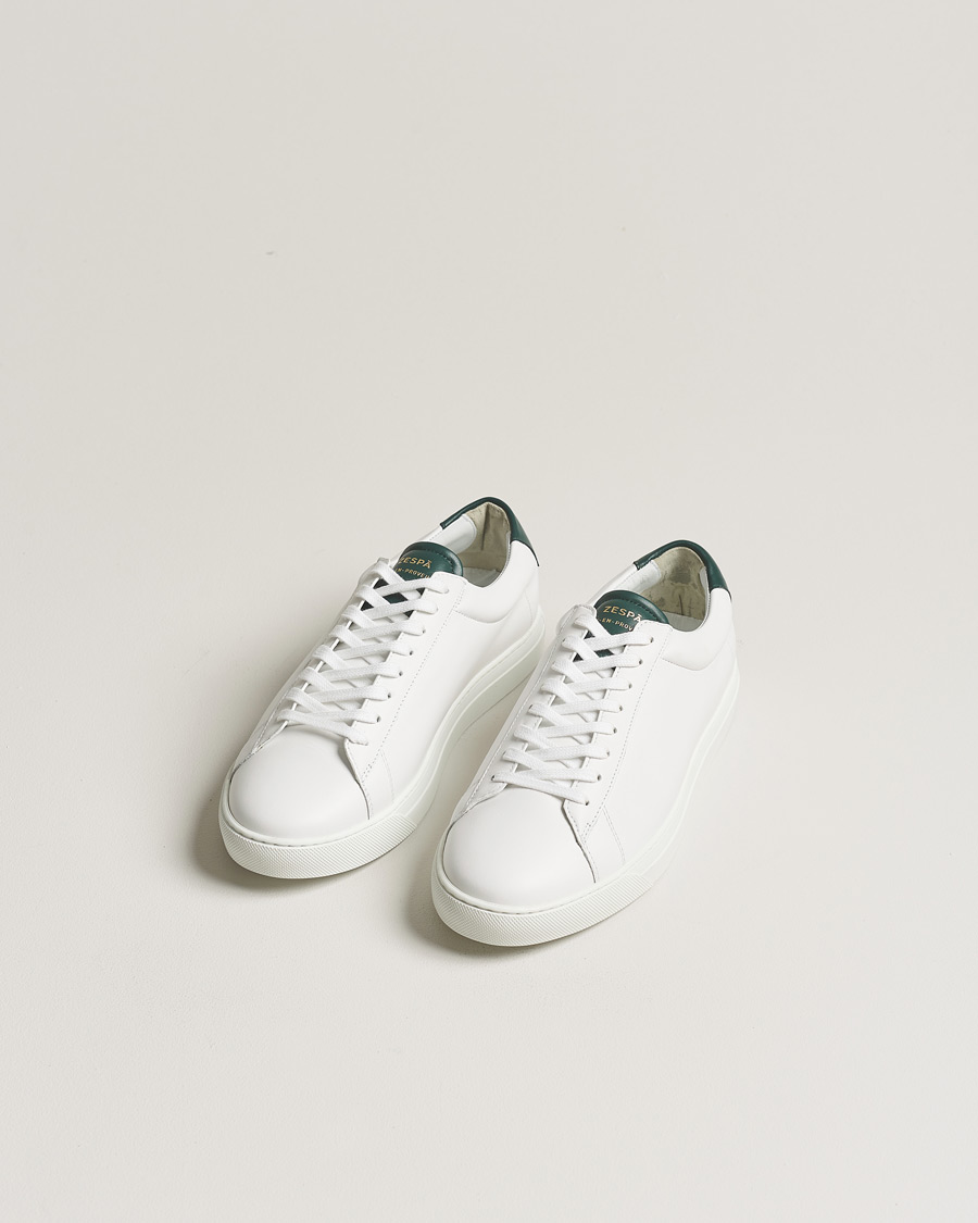 Herren | Sneaker | Zespà | ZSP4 Nappa Leather Sneakers White/Dark Green