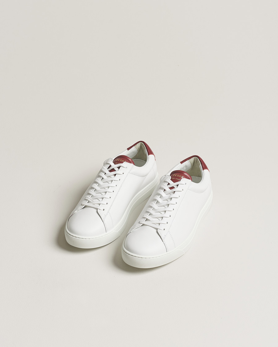 Herren | Zespà ZSP4 Nappa Leather Sneakers White/Wine | Zespà | ZSP4 Nappa Leather Sneakers White/Wine