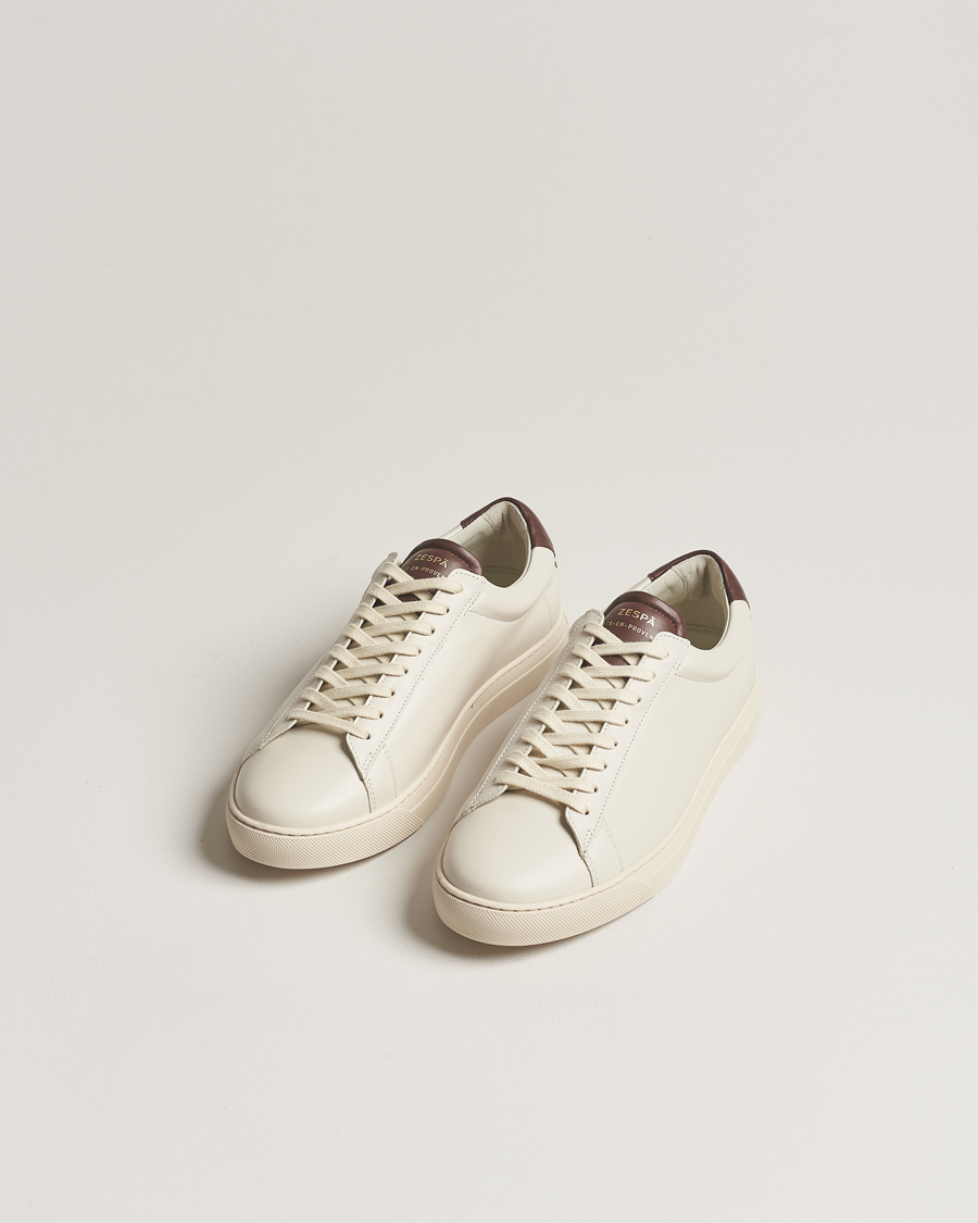 Herren | Sneaker | Zespà | ZSP4 Nappa Leather Sneakers Off White/Brown