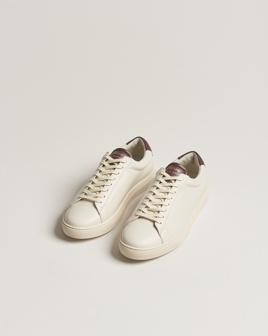 Herren | Zespà ZSP4 Nappa Leather Sneakers Off White/Brown | Zespà | ZSP4 Nappa Leather Sneakers Off White/Brown