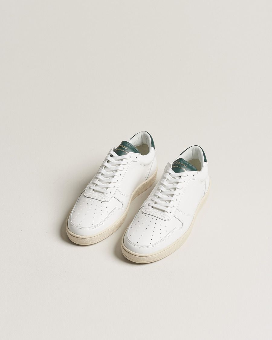 Herren | Zespà ZSP23 APLA Leather Sneakers White/Dark Green | Zespà | ZSP23 APLA Leather Sneakers White/Dark Green