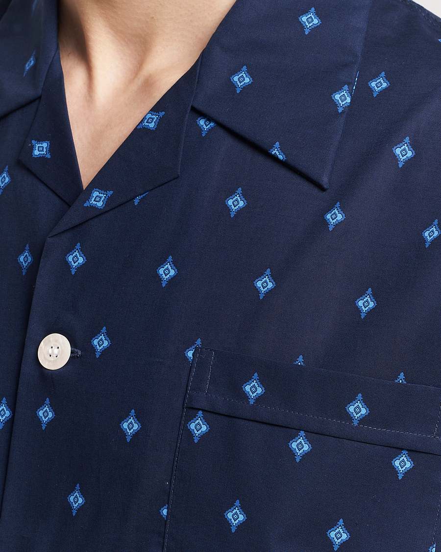 Herren | Schlafanzüge & Bademäntel | Derek Rose | Shortie Printed Cotton Pyjama Set Navy