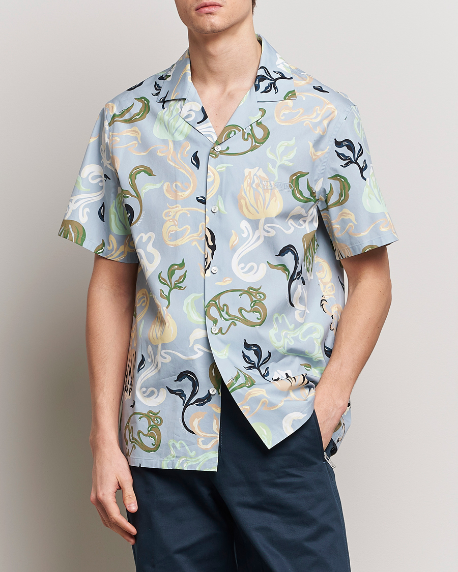 Herren | Kurzarmhemden | Lanvin | Printed Bowling Shirt Azur