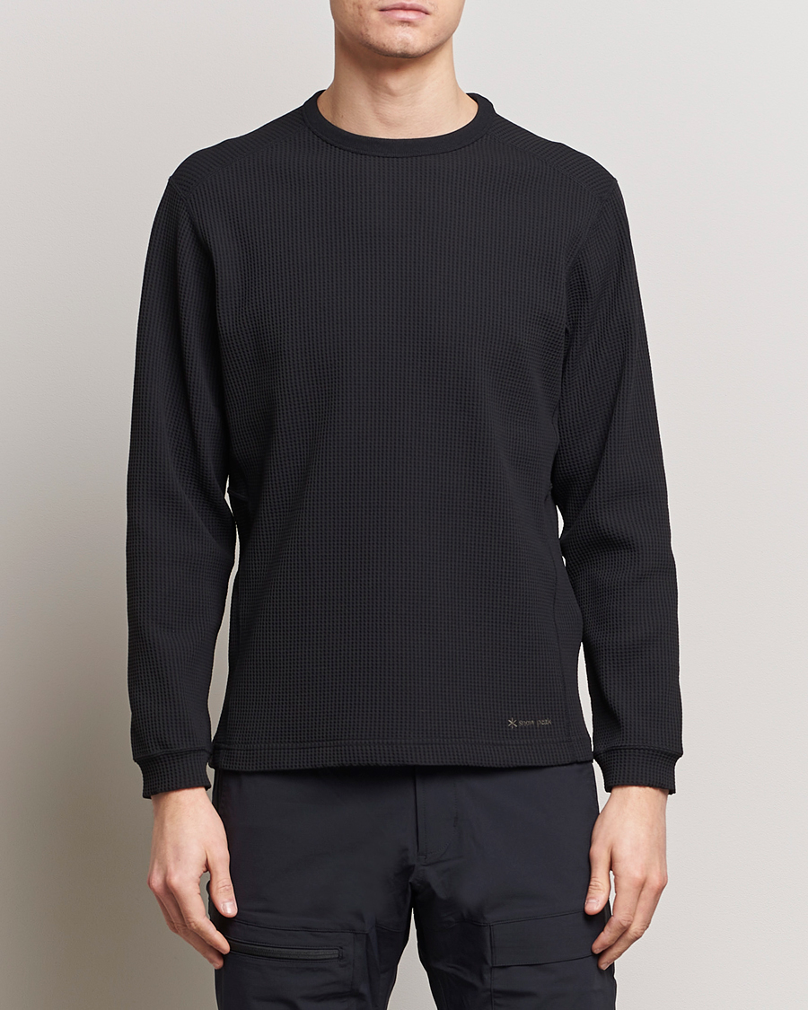 Herren | Schwartze t-shirts | Snow Peak | Dry Waffle Long Sleeve T-Shirt Black