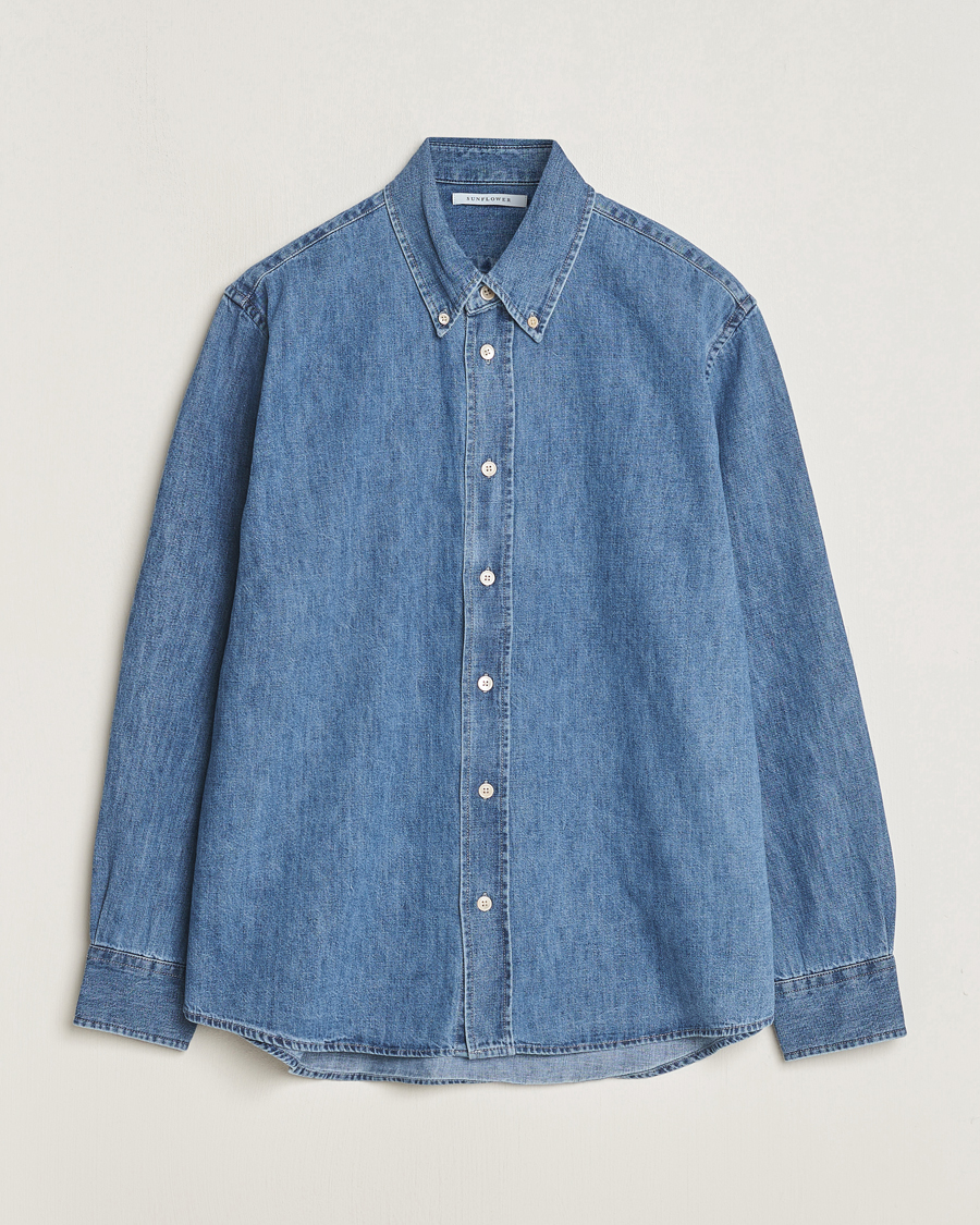 Herren | Hemden | Sunflower | Denim Button Down Shirt Mid Blue