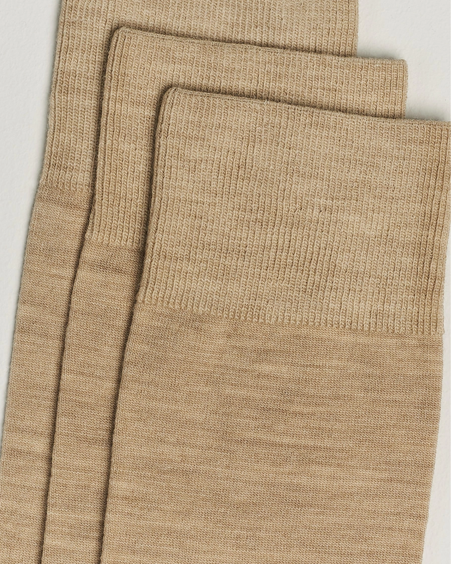 Herren | Unterwäsche | Amanda Christensen | 3-Pack Icon Wool/Cotton Socks Sand