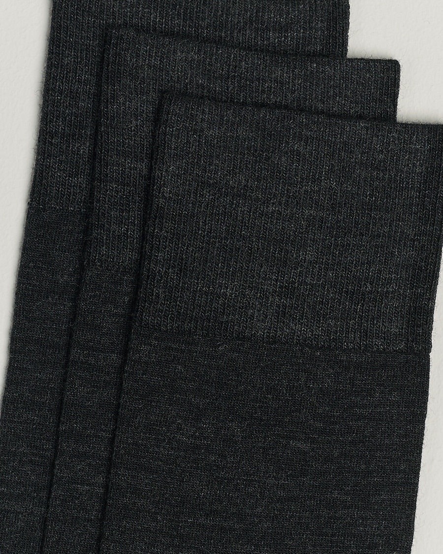 Herr | Kläder | Amanda Christensen | 3-Pack Icon Wool/Cotton Socks Antracite Melange