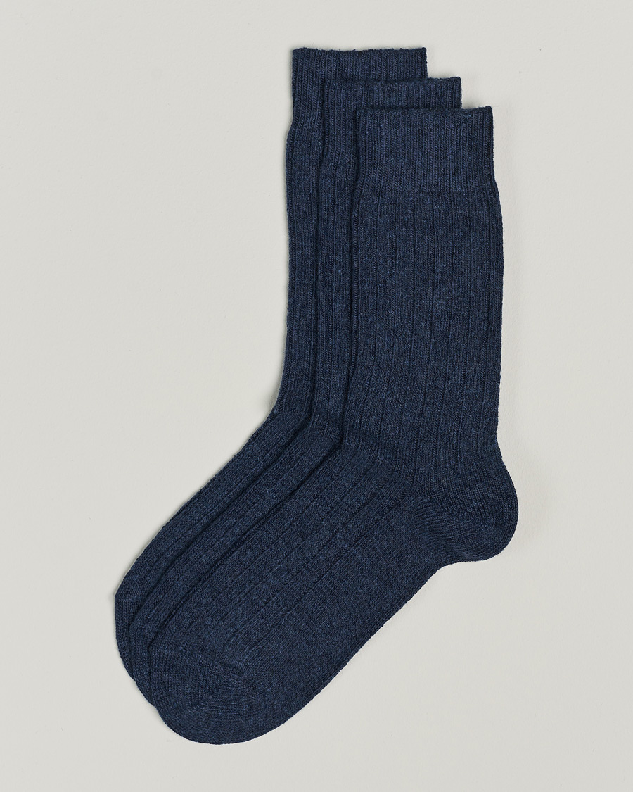 Herren | Unterwäsche | Amanda Christensen | 3-Pack Supreme Wool/Cashmere Sock Dark Blue Melange
