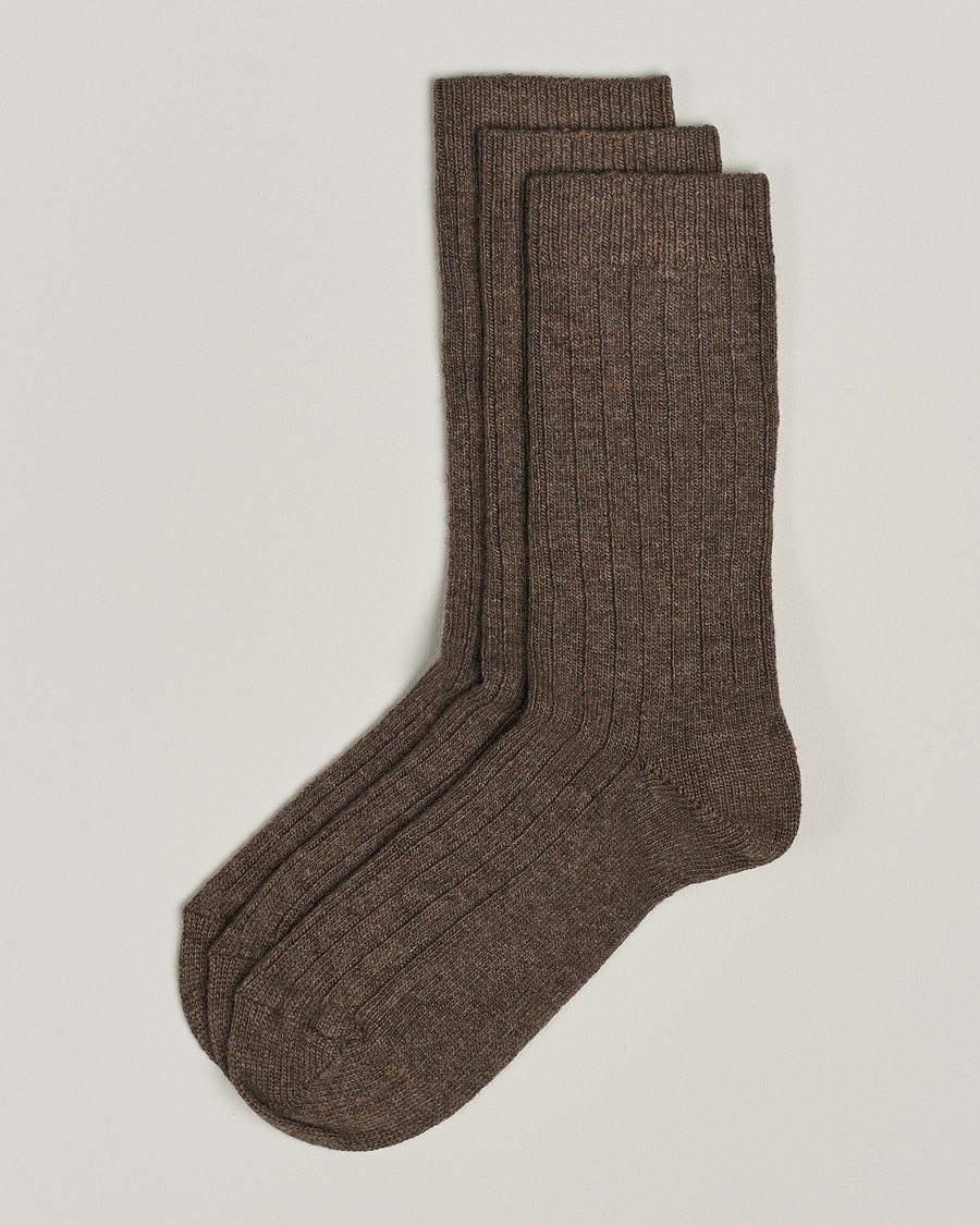 Herren | Unterwäsche | Amanda Christensen | 3-Pack Supreme Wool/Cashmere Sock Brown Melange