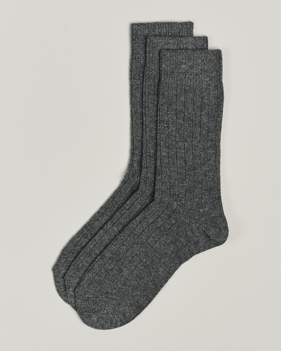 Herren | Unterwäsche | Amanda Christensen | 3-Pack Supreme Wool/Cashmere Sock Grey Melange