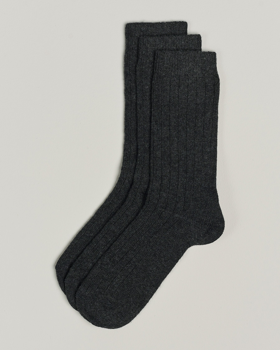 Herren | Unterwäsche | Amanda Christensen | 3-Pack Supreme Wool/Cashmere Sock Antracite Melange