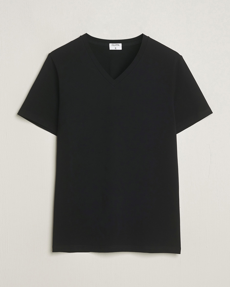 Herren | T-Shirts | Filippa K | Organic Cotton V-Neck T-Shirt Black