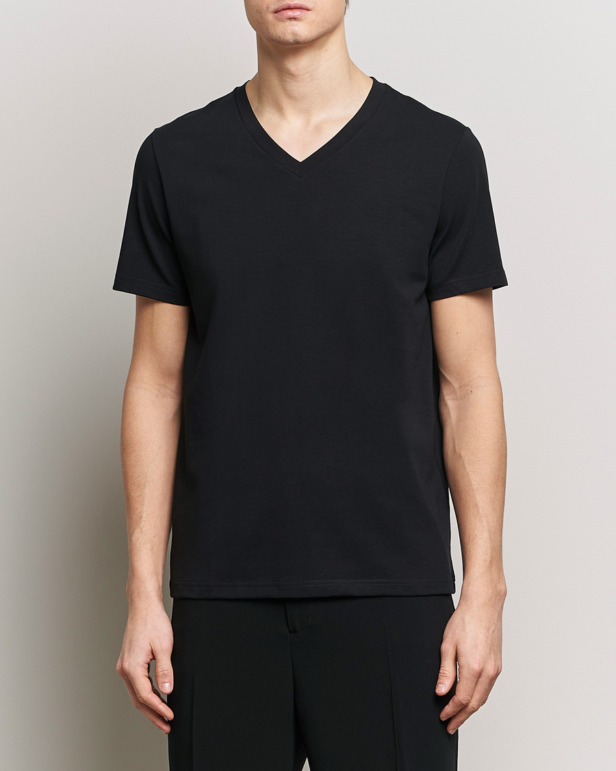 Herren | Kurzarm T-Shirt | Filippa K | Organic Cotton V-Neck T-Shirt Black