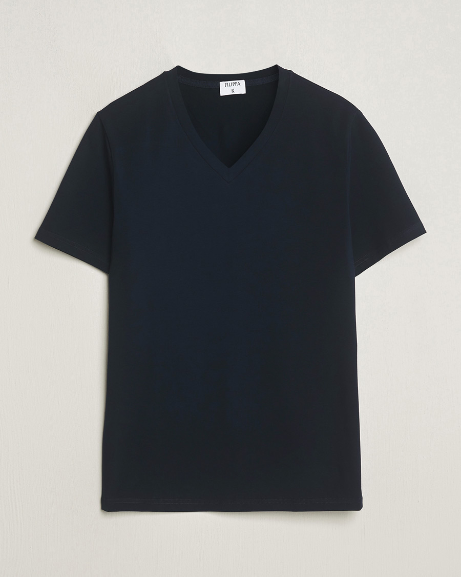 Herren | T-Shirts | Filippa K | Organic Cotton V-Neck T-Shirt Navy