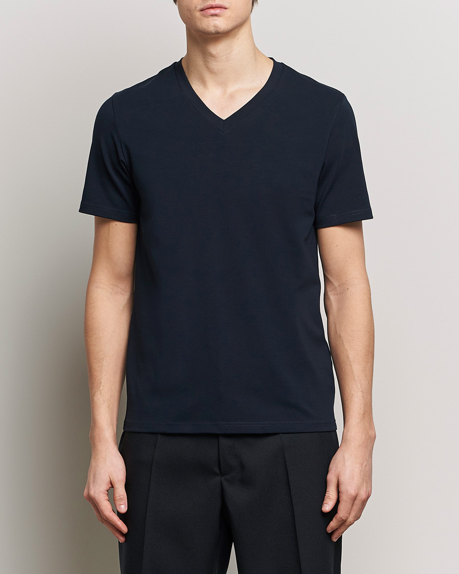 Herren | Business & Beyond | Filippa K | Organic Cotton V-Neck T-Shirt Navy