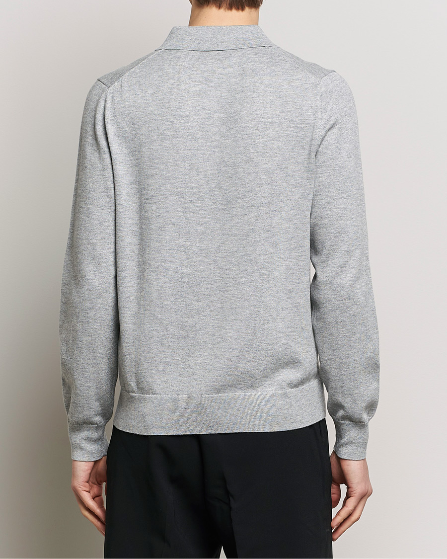 Herren | Pullover | Filippa K | Knitted Polo Shirt Light Grey Melange