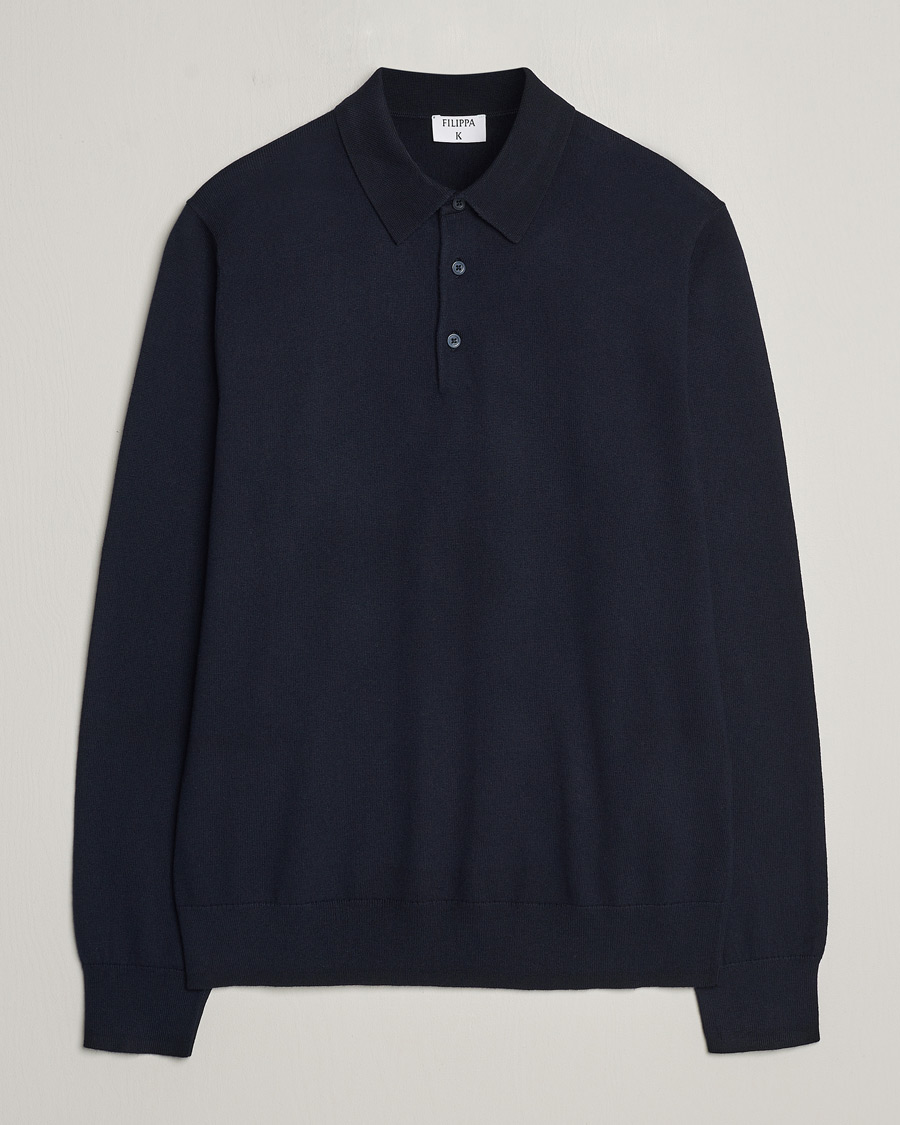 Herren | Pullover | Filippa K | Knitted Polo Shirt Navy