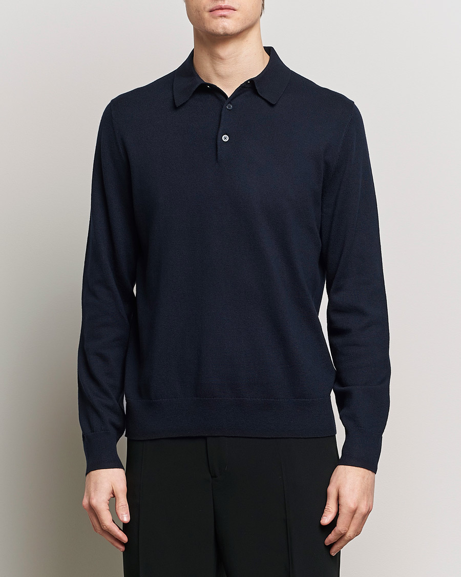 Herren | Pullover | Filippa K | Knitted Polo Shirt Navy