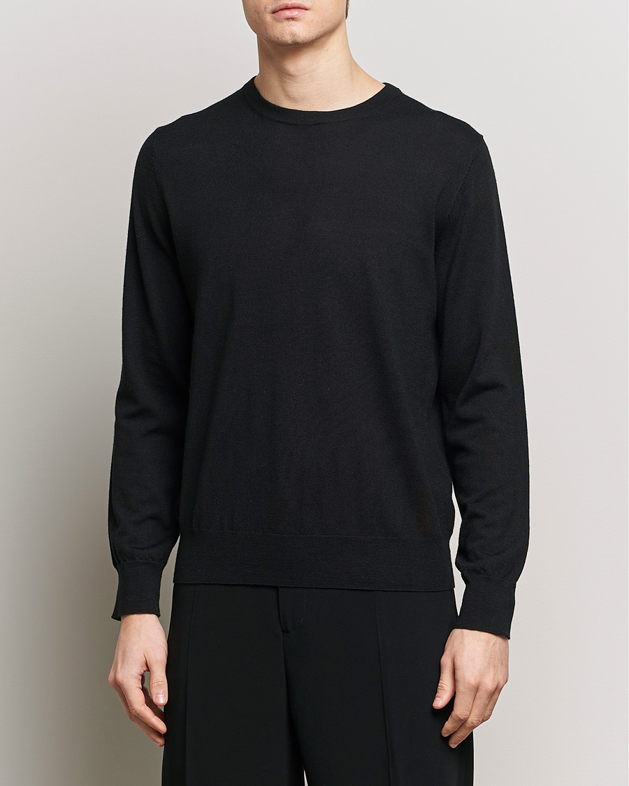 Herren | Rundausschnitt | Filippa K | Merino Round Neck Sweater Black