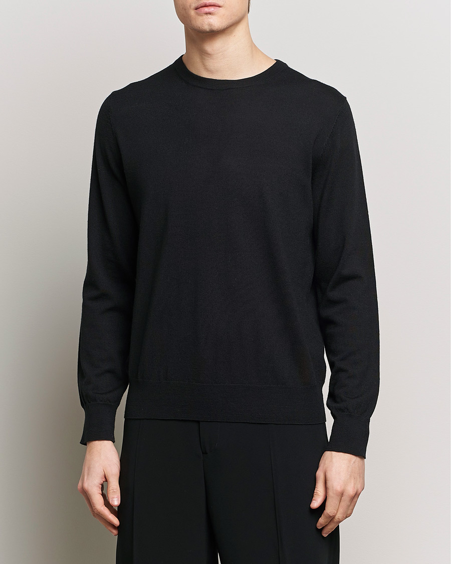 Men | Crew Neck Jumpers | Filippa K | Merino Round Neck Sweater Black