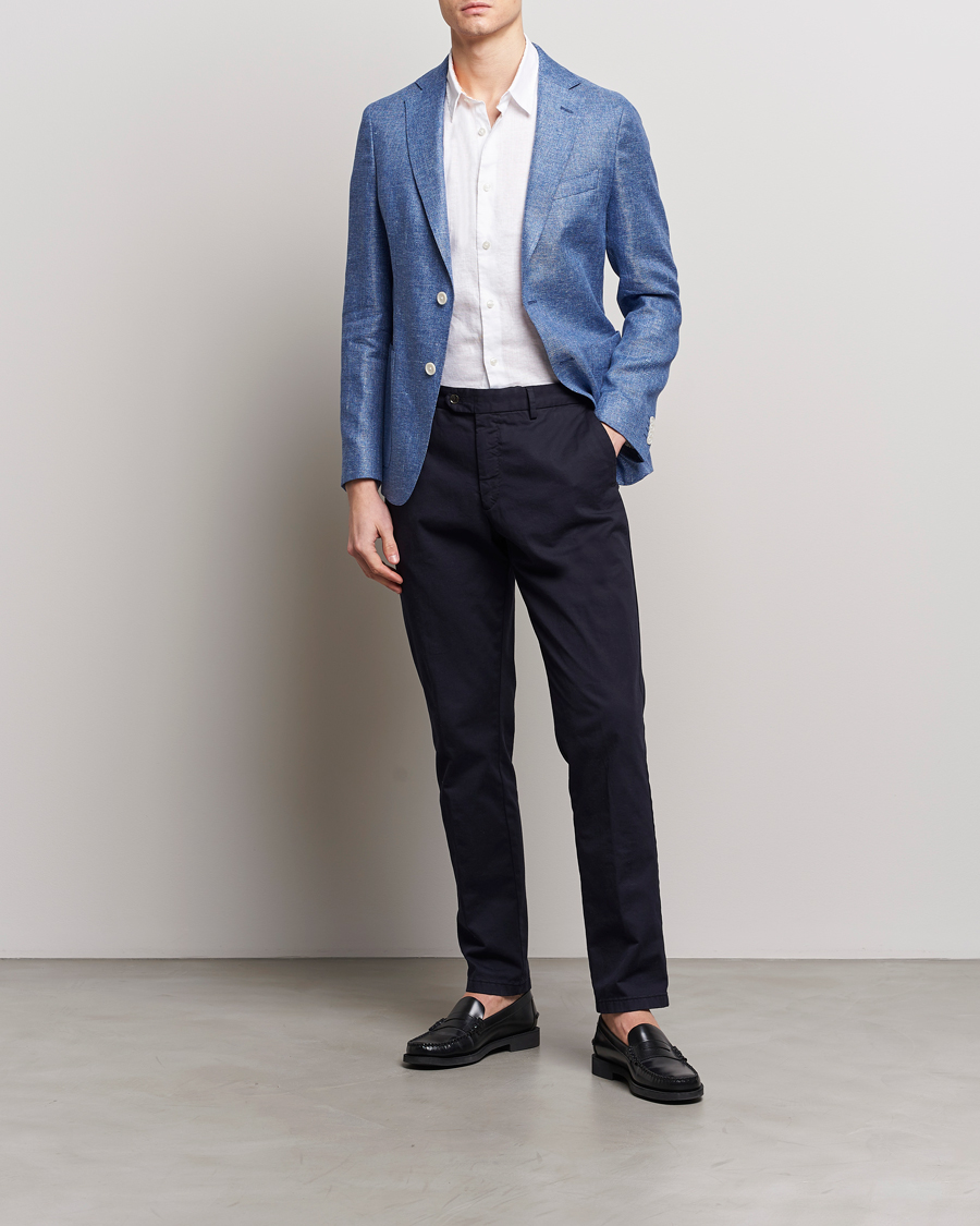 Herren | Sakkos | BOSS BLACK | Hanry Linen Blazer Medium Blue