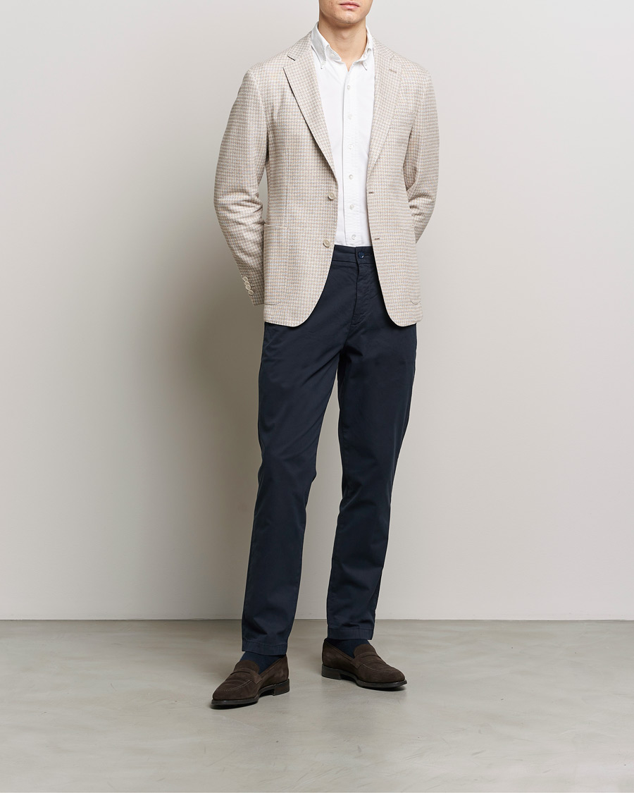 Herren | Sakkos | BOSS BLACK | Hanry Jersey Linen Checked Blazer Dark Beige