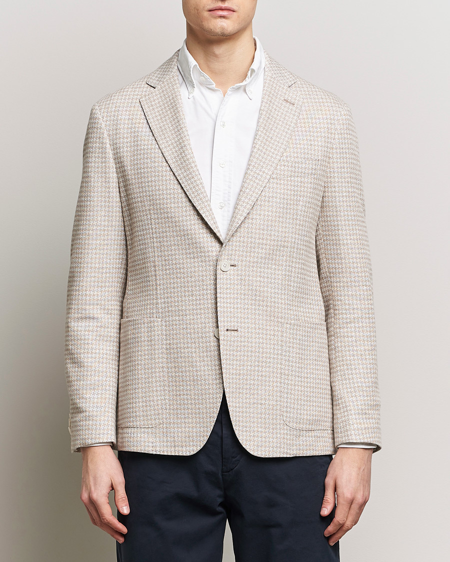 Herr |  | BOSS BLACK | Hanry Jersey Linen Checked Blazer Dark Beige