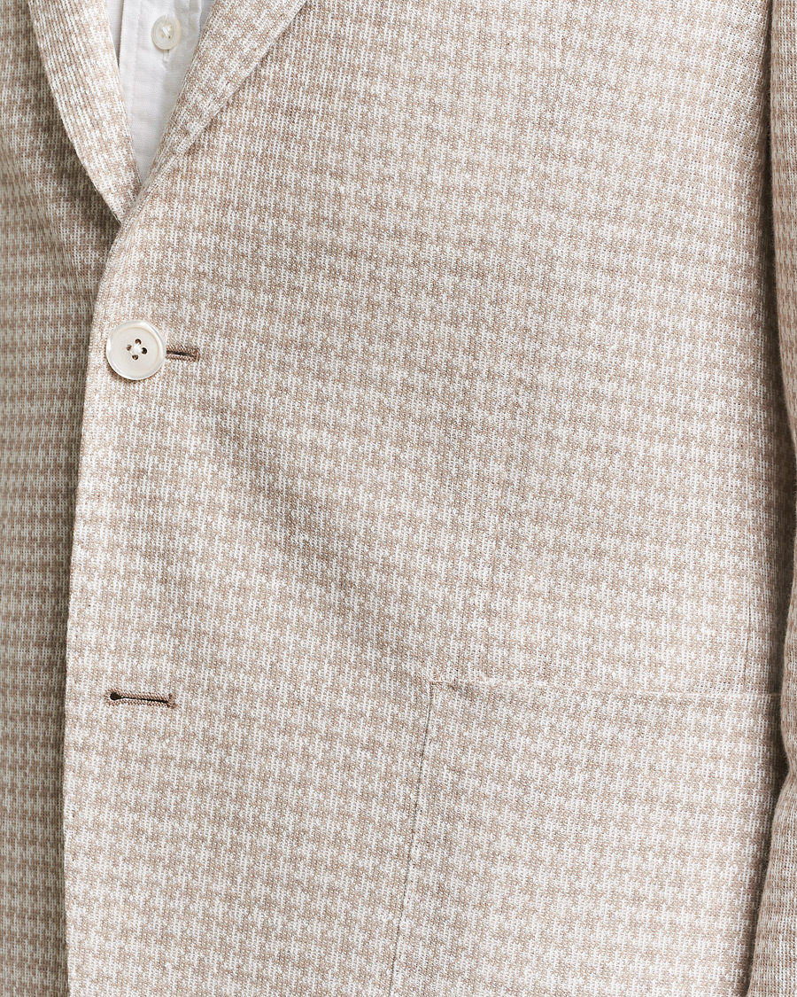 Herren | Sakkos | BOSS BLACK | Hanry Jersey Linen Checked Blazer Dark Beige
