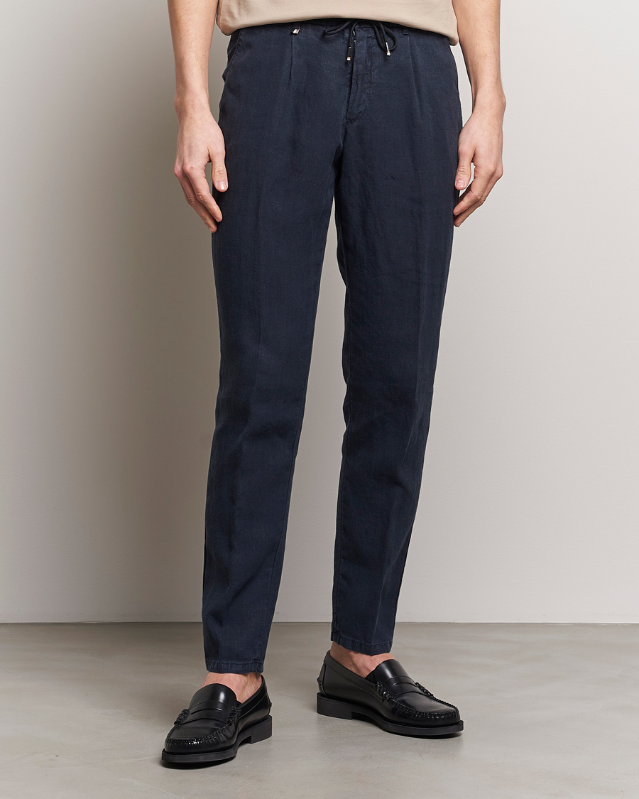 Herren | Leinenhosen | BOSS BLACK | Genius Slim Fit Linen Pants Dark Blue