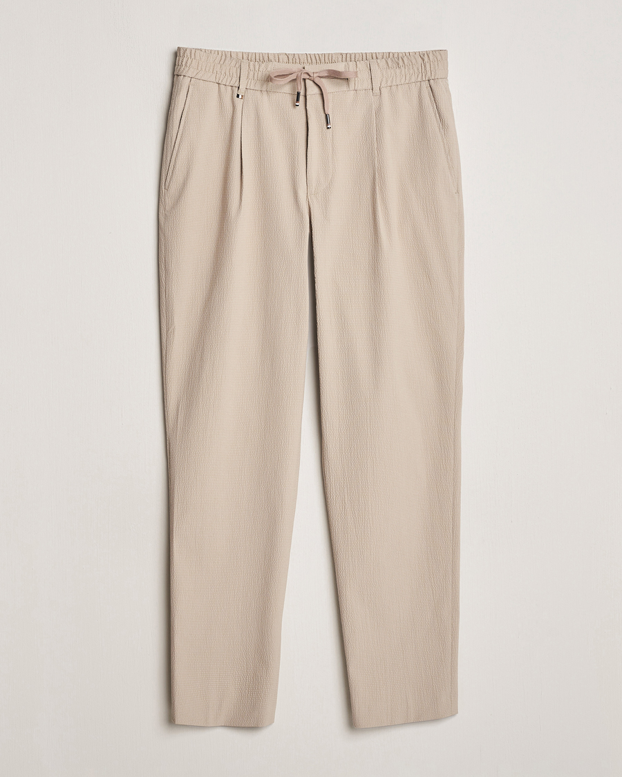 Herren | Hosen | BOSS BLACK | Perin Cotton Seersucker Pants Dark Beige
