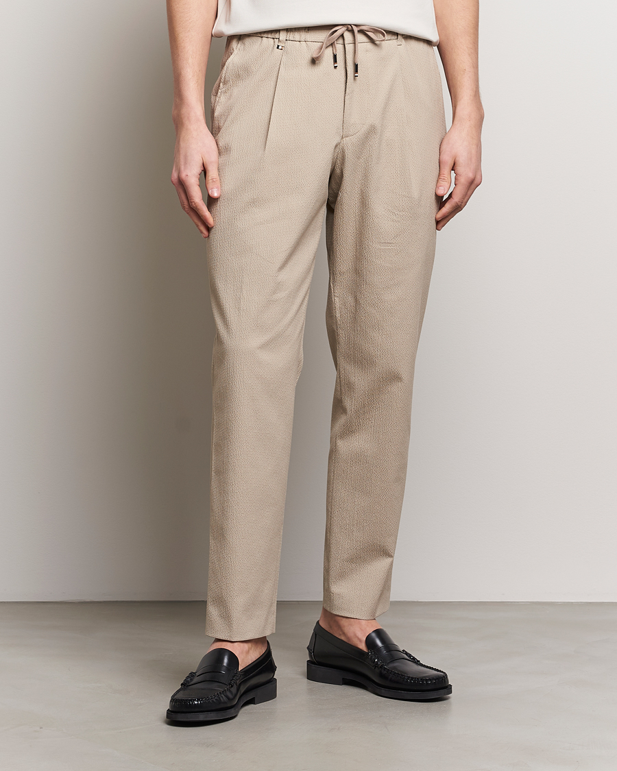 Herr |  | BOSS BLACK | Perin Cotton Seersucker Pants Dark Beige