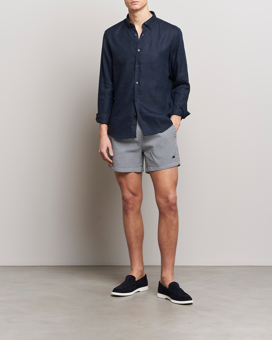 Herren | Hemden | BOSS BLACK | Liam Linen Shirt Dark Blue